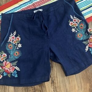 Johnny Was Linen Shorts | Size Medium | Embroidered Boho | Fast Sell